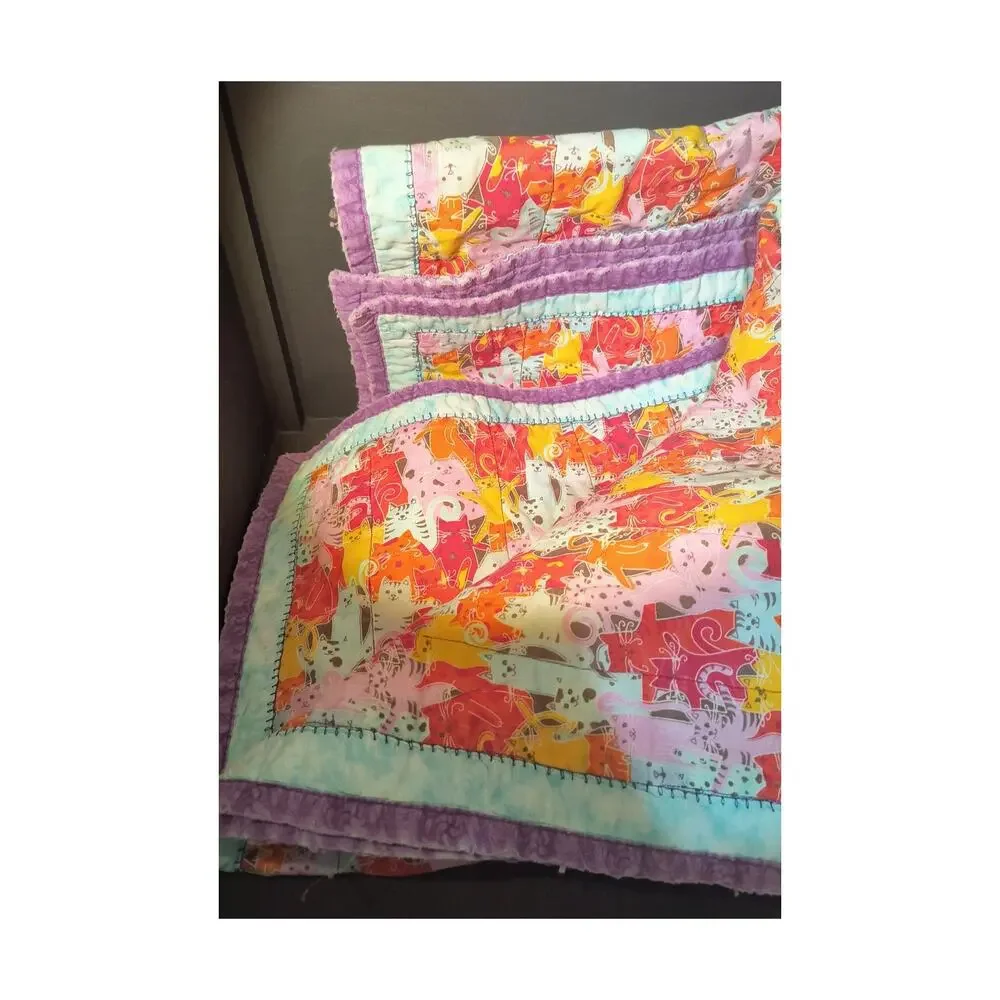 503. Lap Blanket or Baby Blanket Vintage Cat Pattern